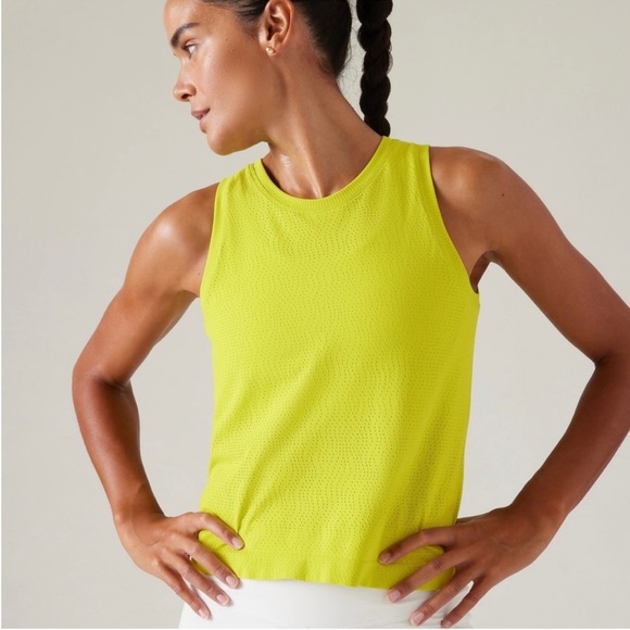 Athleta Ether Seamless Mesh Tank in "Dark Fiber Optic" Neon Green Size XL - Picture 1 of 9